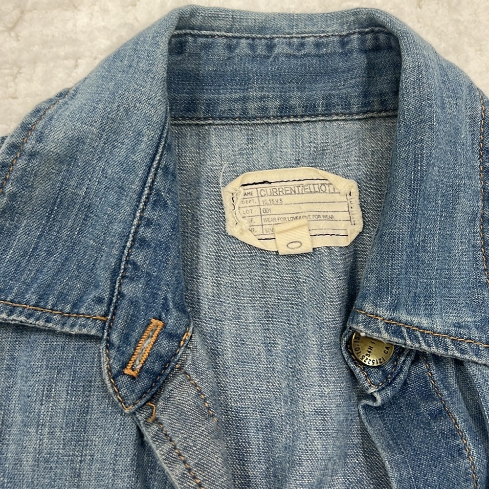 Current Elliott Light Denim Button Down Cotton Sh… - image 3
